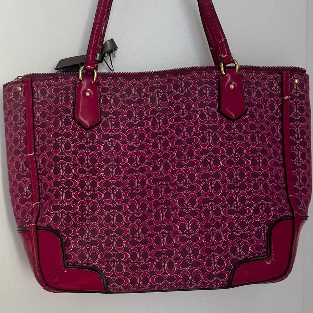 Coach Fuchsia Signature Tote Bag
